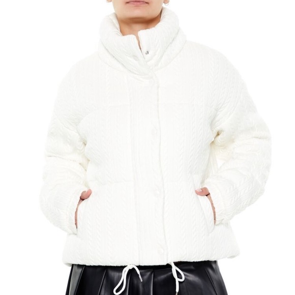 Textured Drawstring Puffer Jacket - Picture 3 of 8